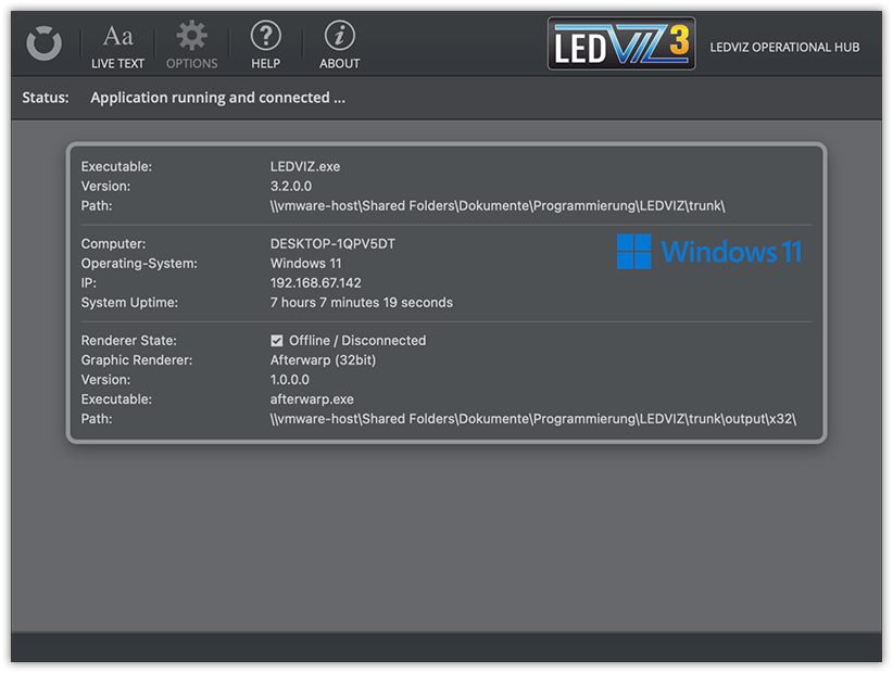 LEDVIZ Operational Hub home page
